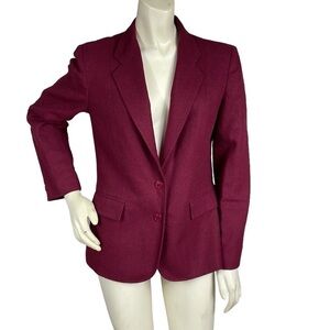 Oscar De La Renta Red Wine Wool Blend Blazer Boss Career Holiday Vintage Sz 10